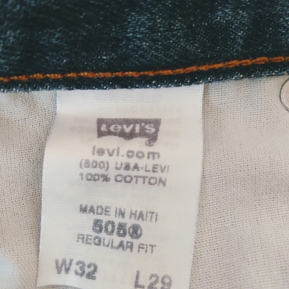 Levi's 505 Blue Regular Fit Boot Cut 100% Cotton Jeans sz 32 x 29 - Picture 5 of 6